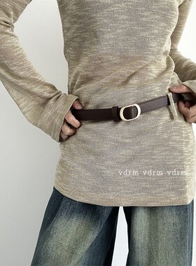 高级感裤带2025年新款韩版黑色腰带无孔学生皮带女款不用打孔百搭