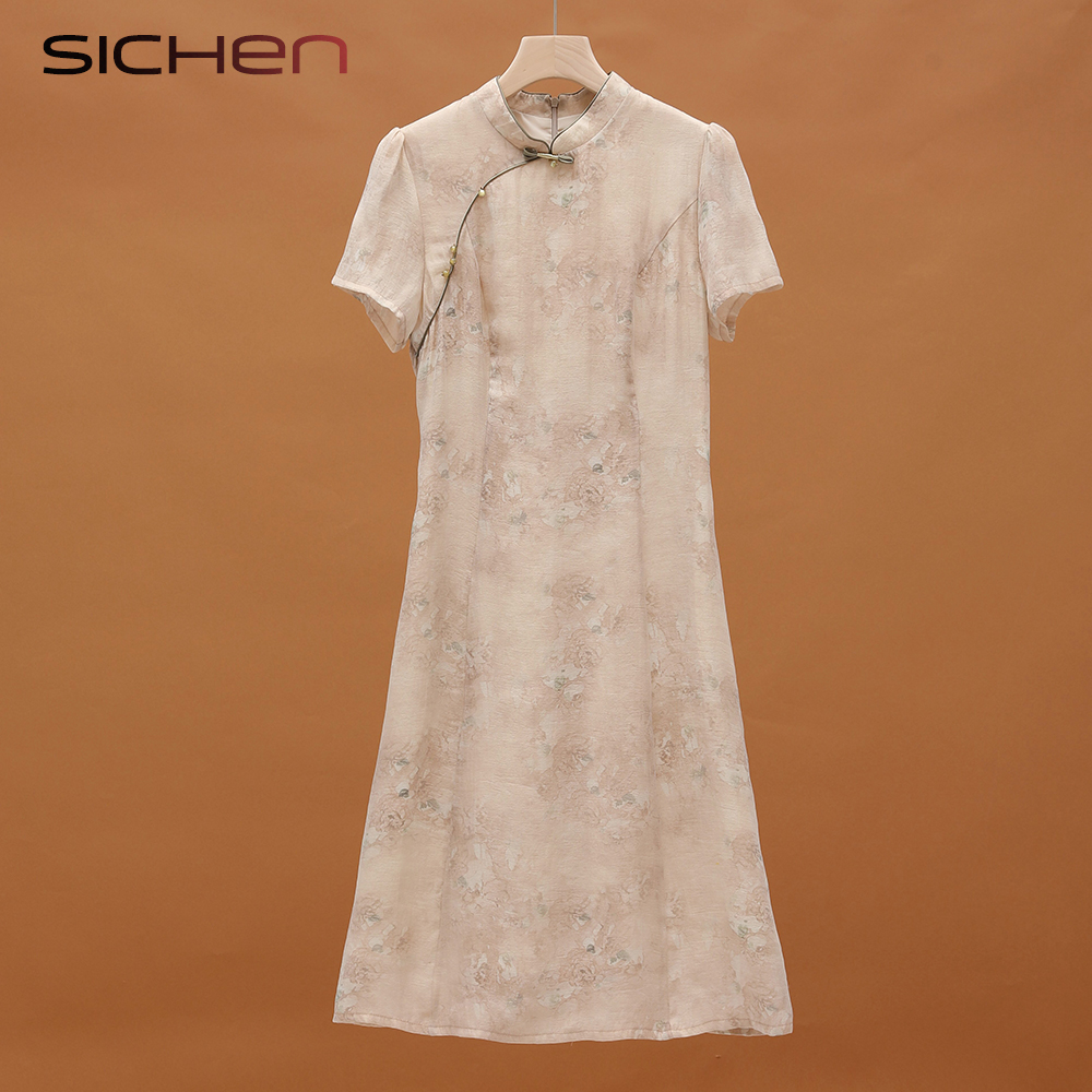 妈妈夏装新中式气质旗袍连衣裙