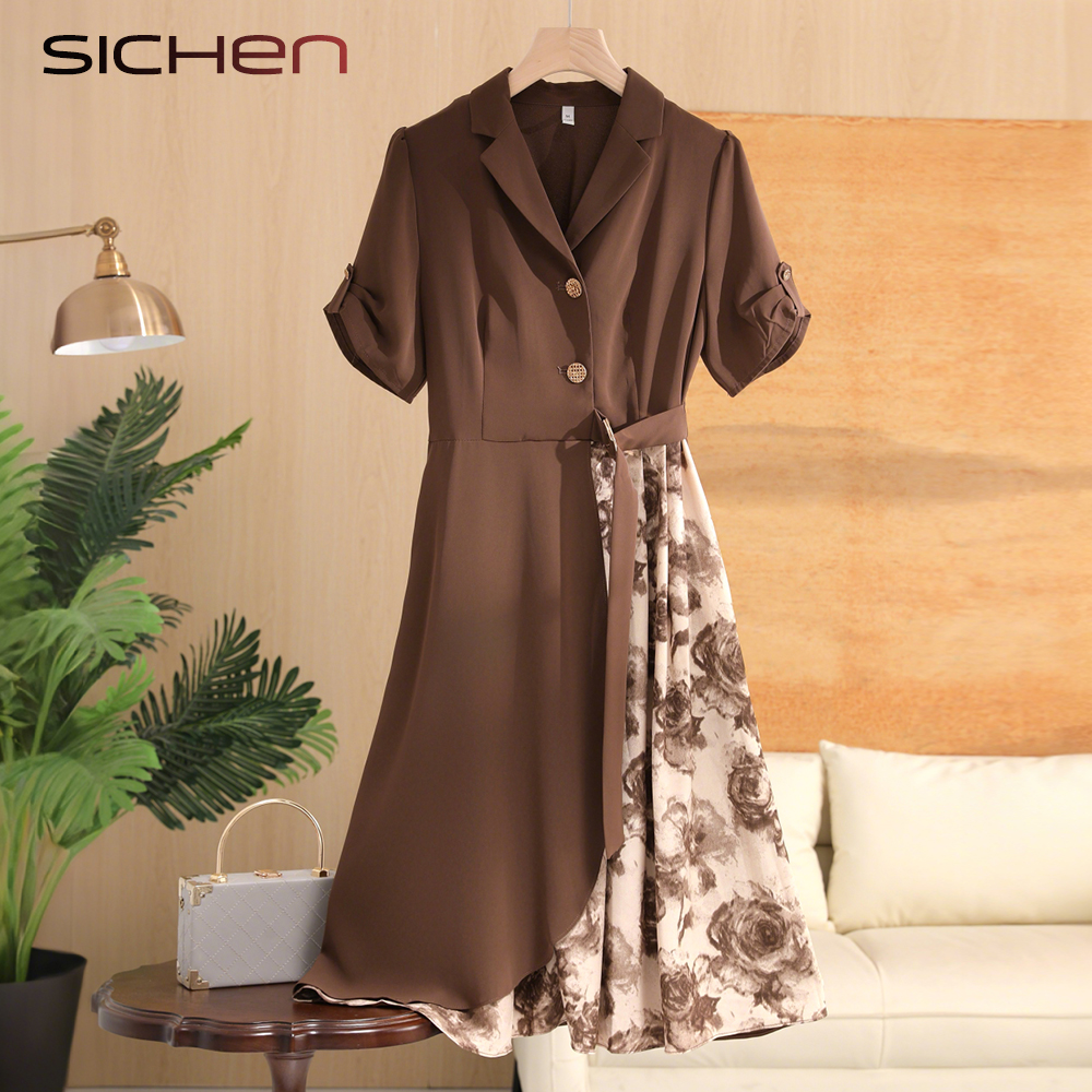 高端大气妈妈装夏薄款短袖连衣裙