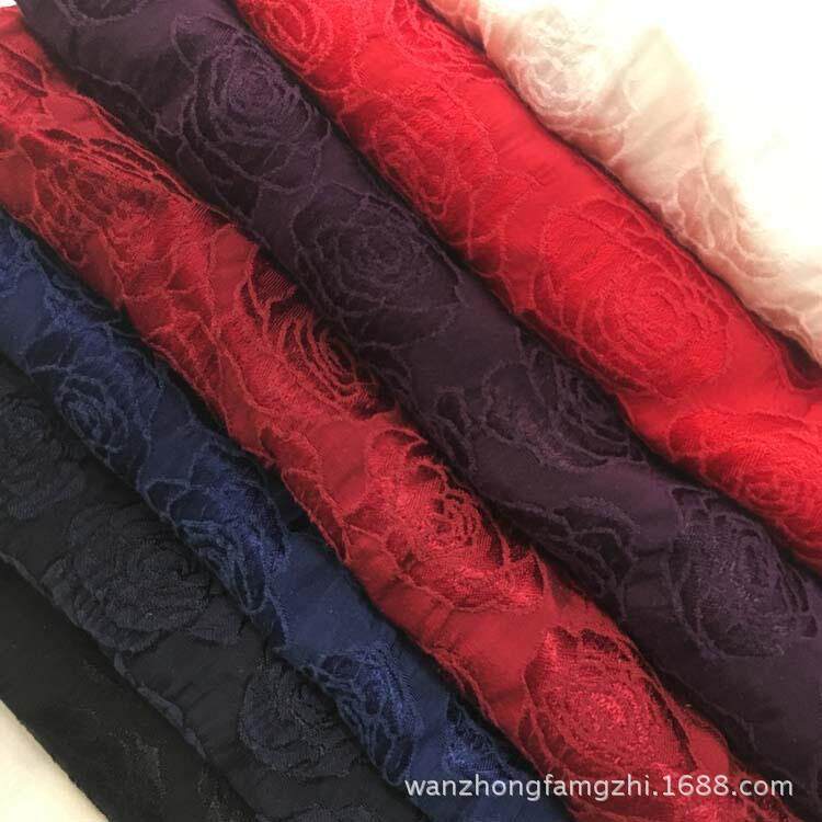 女装面料人丝天丝亚麻面料布丝麻提花服装面料布玫瑰布春款连衣裙