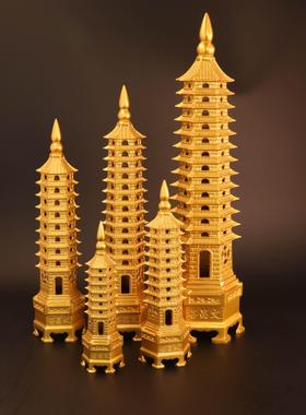 纯黄铜文昌塔摆件九层十三层宝塔办公室书房书桌装饰工艺品摆件