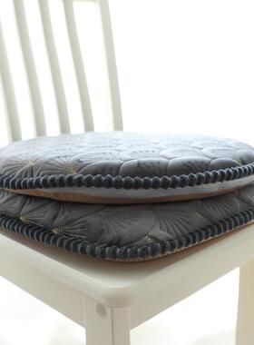 加厚记忆棉坐垫圆形灰色简约现代纯色秋冬座垫毛绒保暖椅垫可拆洗