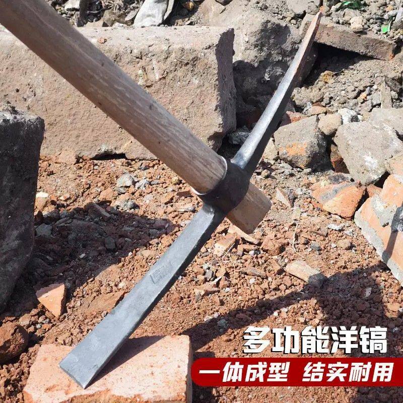 手工锻打十字镐多功能轨道钢十字镐斧手工锻打一体成型农用工具