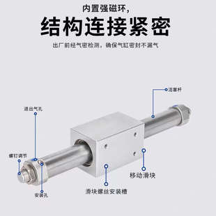磁偶式 40X100X200X300X400X500X600 无杆气缸RMS10