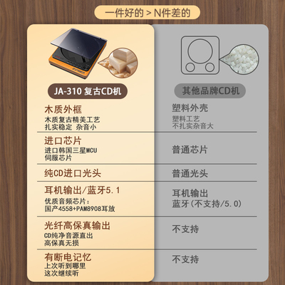 THINKYA 复古发烧级CD播放机可蓝牙远程遥控专辑碟片播放器