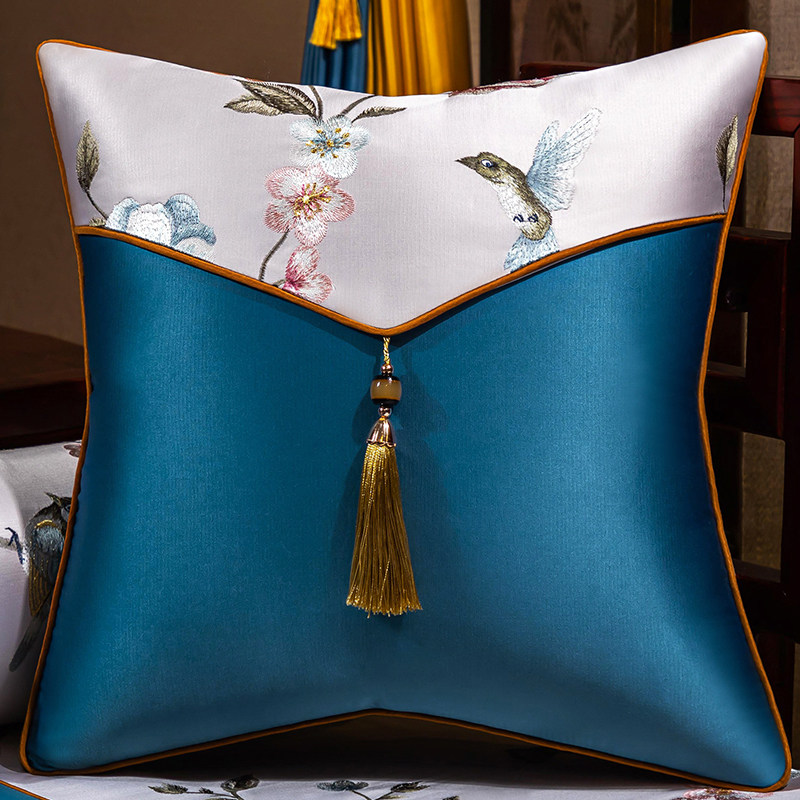 新中式抱枕刺绣古典红木沙发靠垫中国风床头大靠包含芯腰枕靠背套