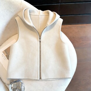 法式气质百搭连帽拉链马甲外套女春秋小个子洋气宽松坎肩无袖上衣