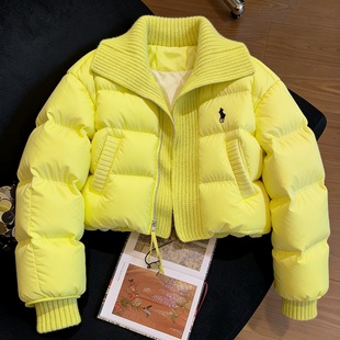 奶呼呼黄色立领短款棉服外套女秋冬季小个子减龄百搭保暖棉衣棉袄