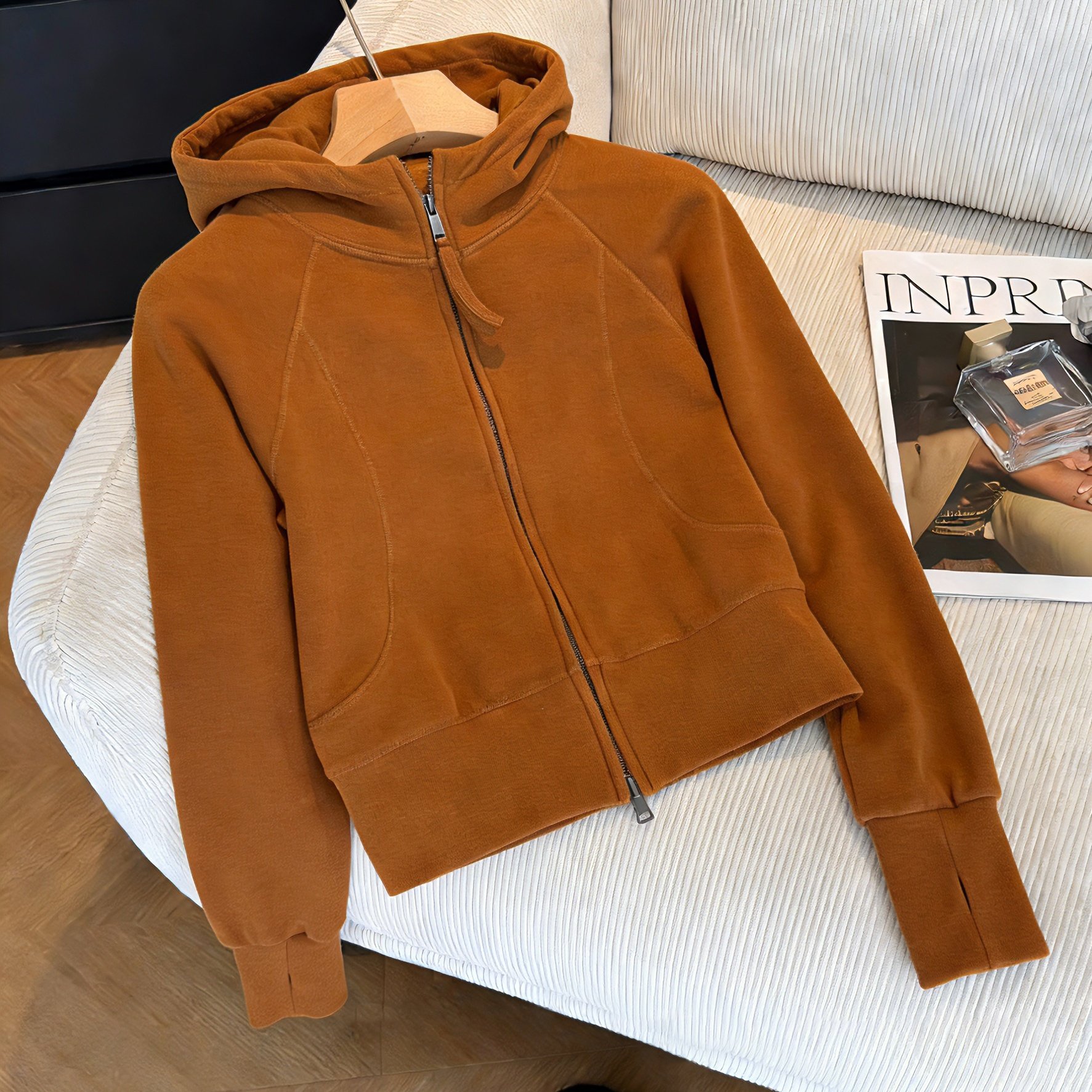 甜酷设计感重工双拉链连帽卫衣外套春秋韩版时尚复古休闲百搭上衣,女装/女士精品,短外套,淘宝优惠券,粉丝福利购,淘宝优惠卷