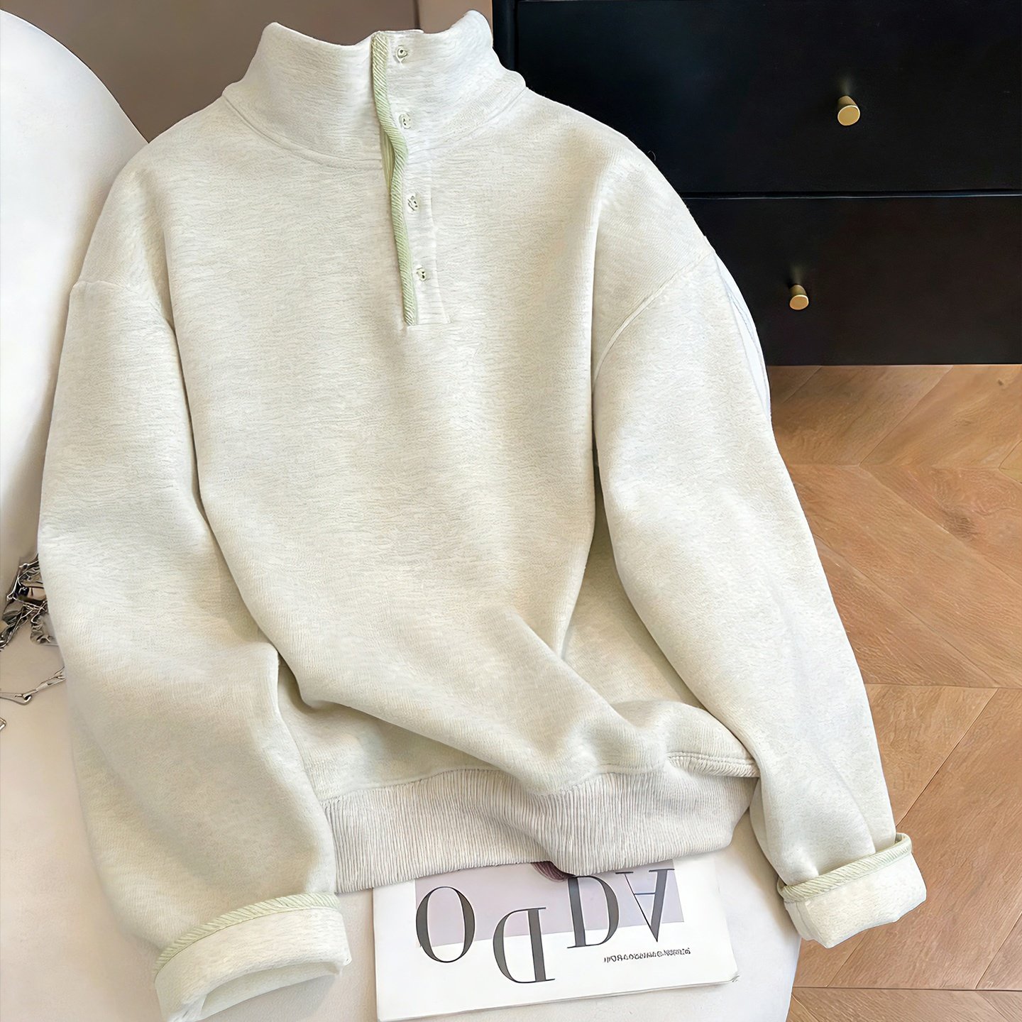 美式复古立领半纽扣开衫卫衣女春秋欧货设计感时髦百搭显瘦上衣潮,女装/女士精品,卫衣/绒衫,淘宝优惠券,粉丝福利购,淘宝优惠卷