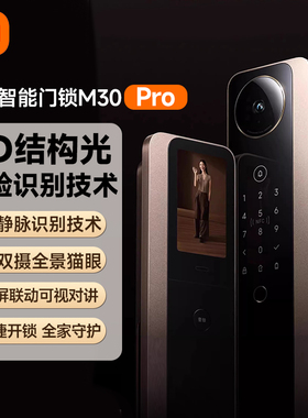 小米智能门锁M30 Pro 指纹掌静脉人脸大屏双摄全景全自动智能门锁