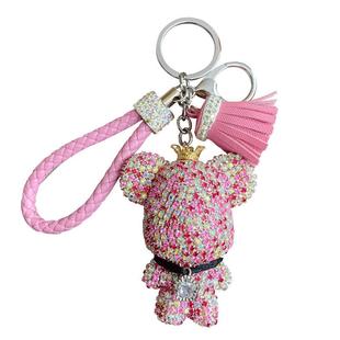 满钻大头皇冠暴力熊钥匙扣精致女汽车钥匙挂件包包挂饰钥匙炼女款