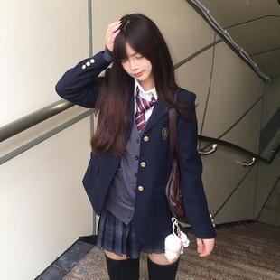 黑色显瘦外套校供学院风jk西装 套装 三件套秋冬 jk制服西装 原创正版