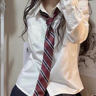 内搭叠穿冬季 jk长袖 制服套装 基础款 学院风百褶裙收腰白衬衣女 衬衫