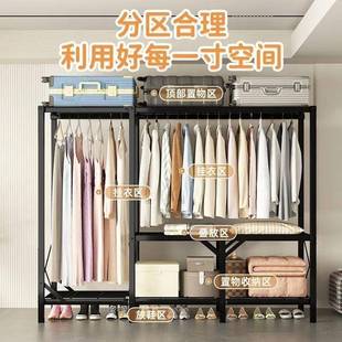家用卧室结实组装 简易衣柜折叠免安装 加粗出租房耐用钢架衣橱收纳