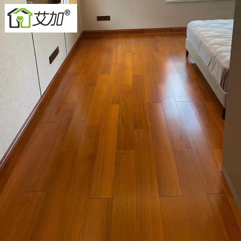 级缅甸柚木三层实木防水防晒木地板木蜡油大宅地暖锁扣