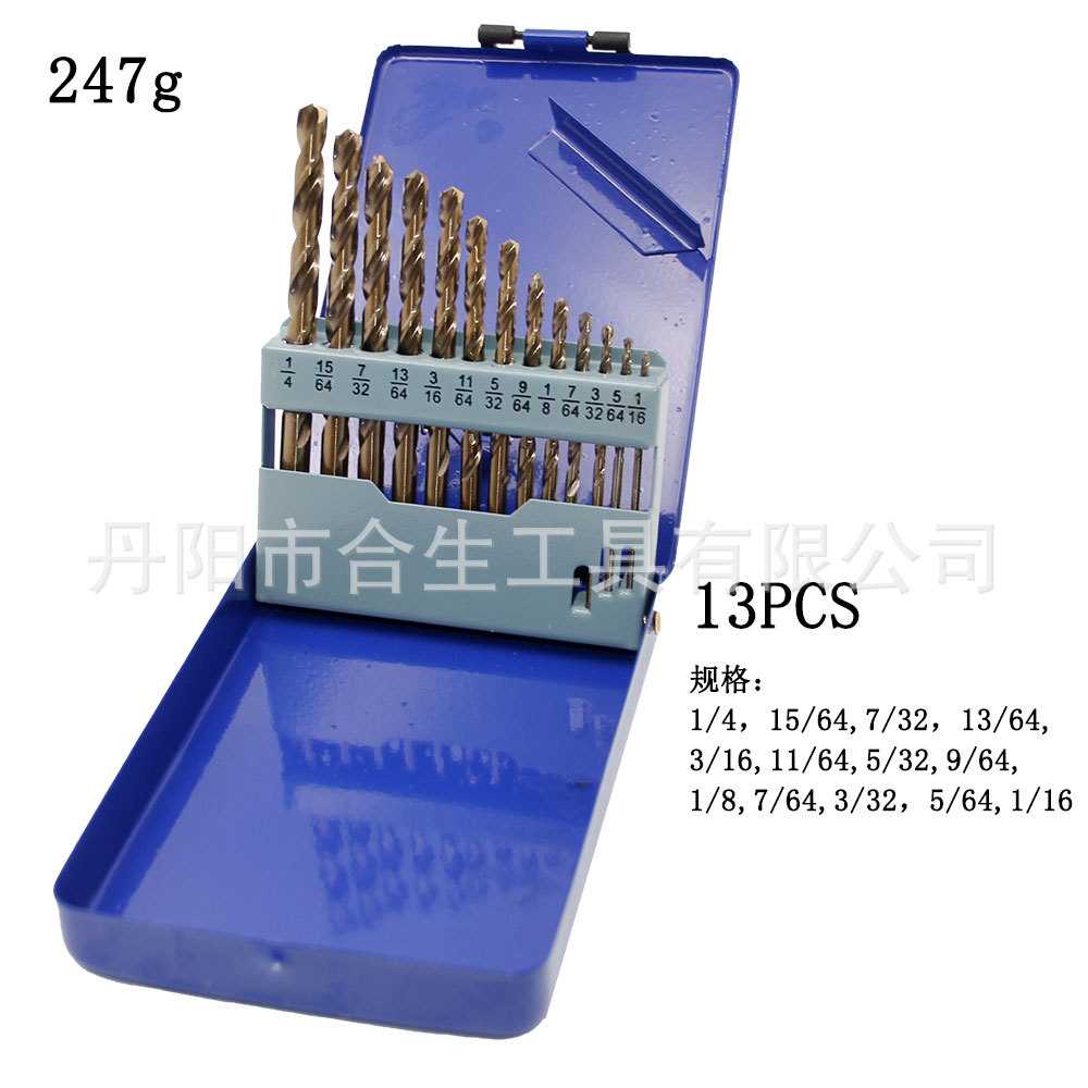 M35英制含钴全磨烤黄麻花钻13 21 29PC不锈钢用开孔组套麻花钻头