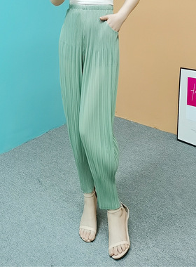 褶皱K6544DXY【现货】三宅小脚裤大码2025春夏休闲简约百搭松紧腰