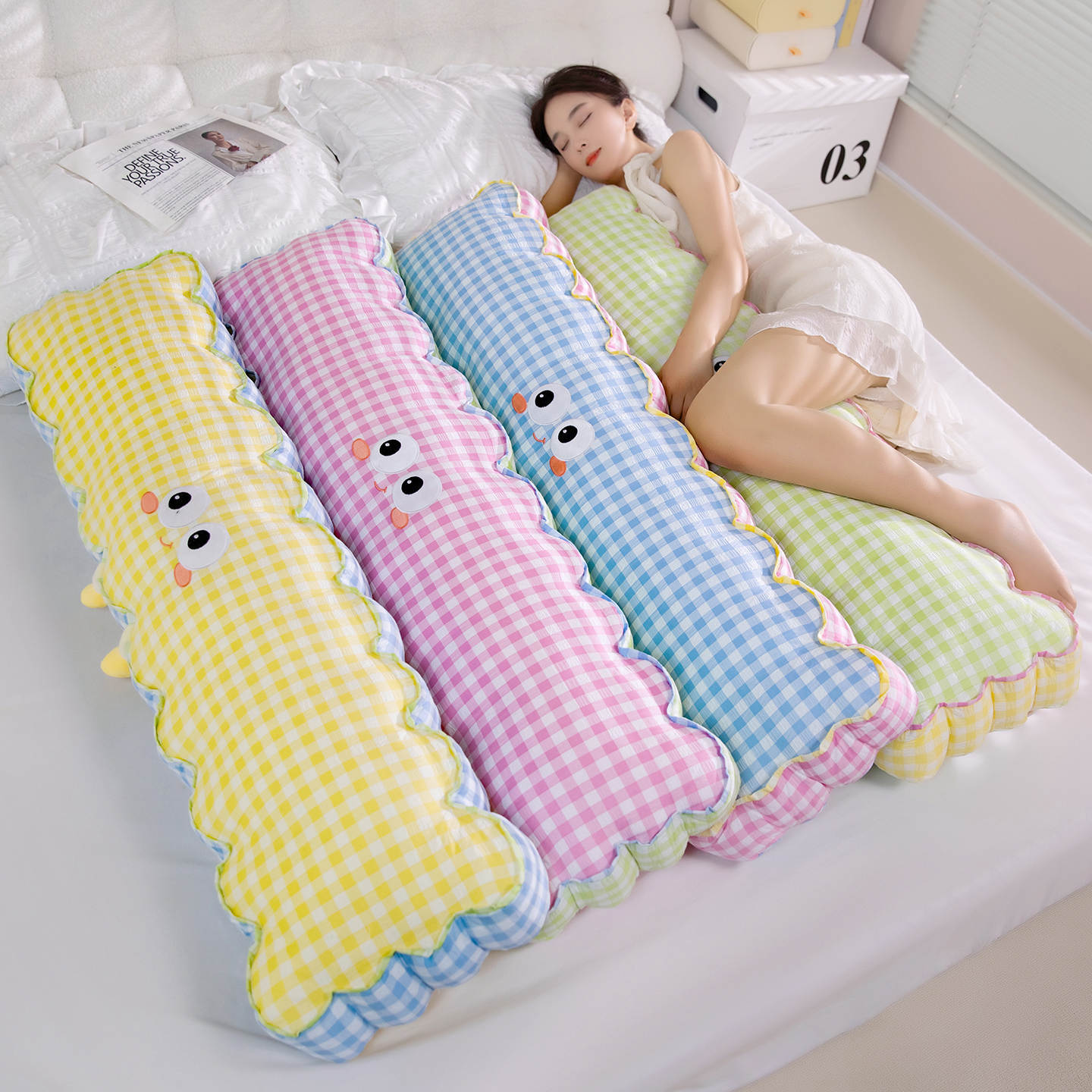 INS长条枕抱枕床头靠垫大靠背枕女生床上夹腿侧睡枕卧室卡通枕头