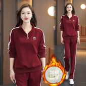 两件套 加绒加厚女装 韩版 2025冬季 宽松立领运动服休闲套装 新款
