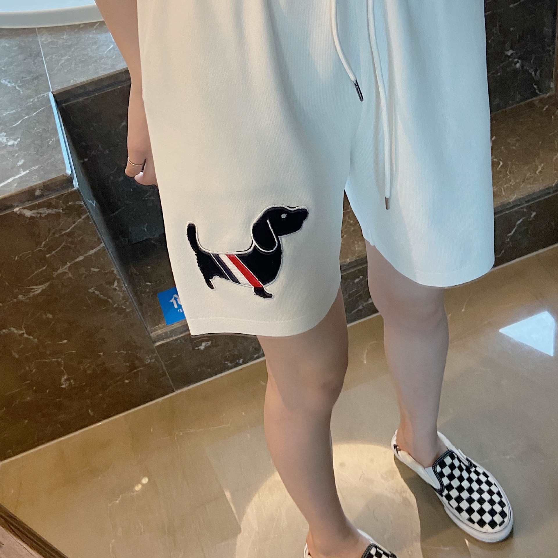 立体小狗刺绣贴布女士短裤25夏季TB针织冰丝百搭热裤休闲运动卫裤