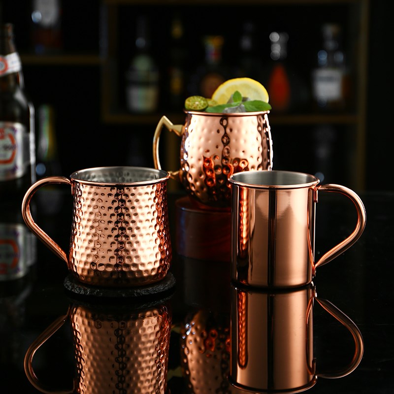 莫斯科骡子杯mohscow mule不锈钢锤点铜杯酒吧杯子鸡尾酒金属酒杯