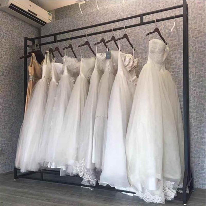 金色挂婚纱架子高档婚纱店落地式展示架影楼货架旗袍礼服挂衣架子