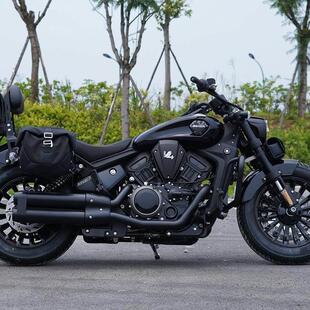 适用奔达黑旗500帆布边包覆古改装摩托车皮质边箱靠背 护杠保险杠