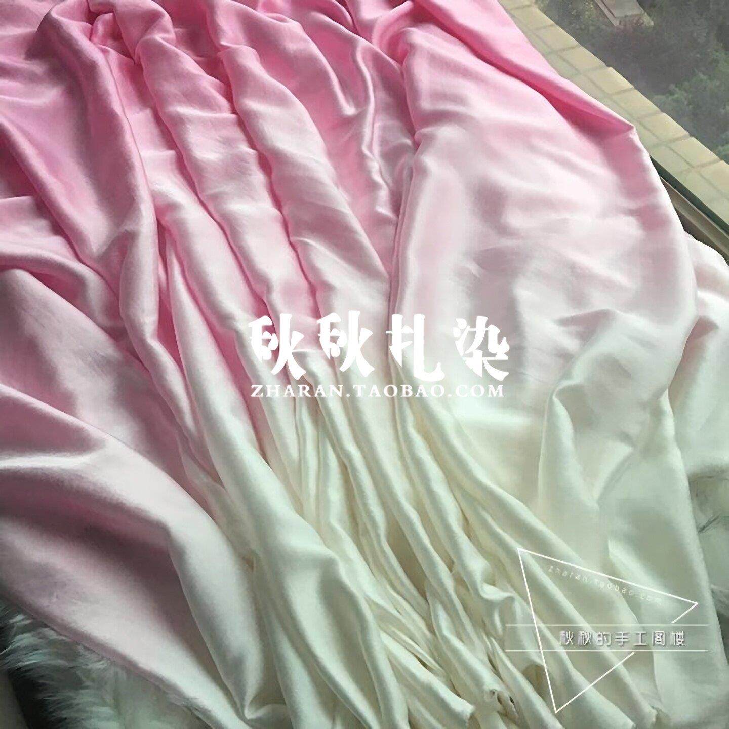 手工扎染定制颜色桑蚕丝真丝素绉缎16姆114厘米宽幅厚缎旗袍面料