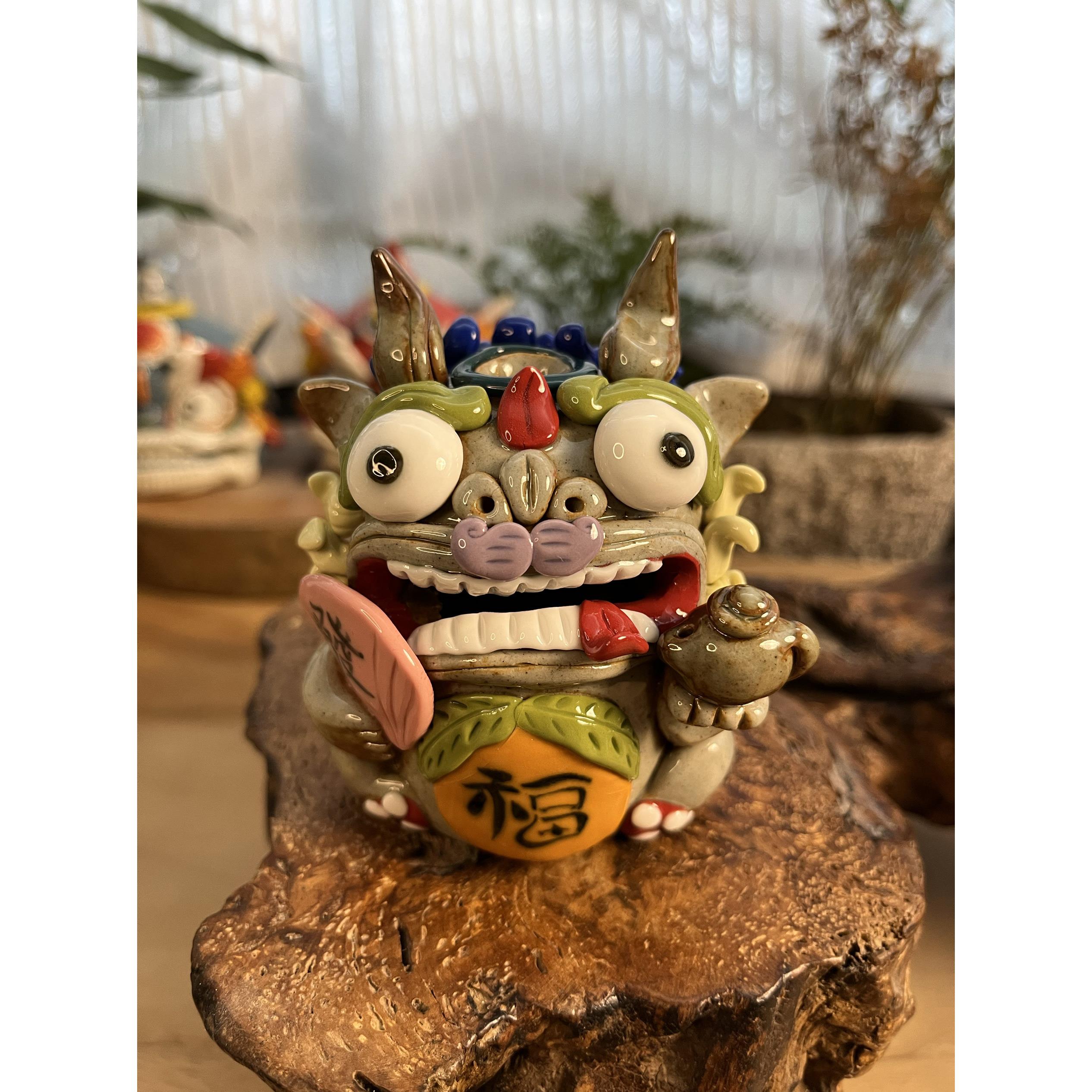 陈雪景德镇纯手工陶瓷皮绣茶宠物香炉饰品系列香回流香插开口创意