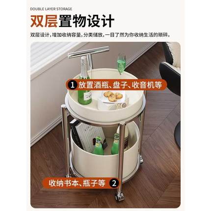 沙发边几可移动小推车小茶几带轮桌子圆桌网红床头置物架客厅家用