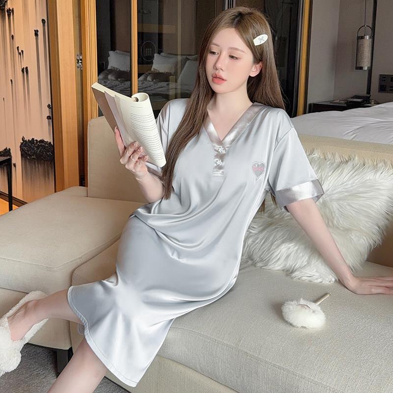 带胸垫冰丝睡裙女款2026新款夏天网红爆款女士睡衣家居服女可外穿