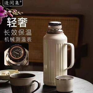 机械温显焖茶壶大容量茶水分离家用办公室高端焖泡红色保温传家壶