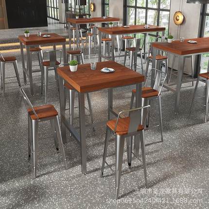 餐用饮店商酒吧高厅脚bt00321吧台桌椅美木式实吧台酒馆餐咖啡厅
