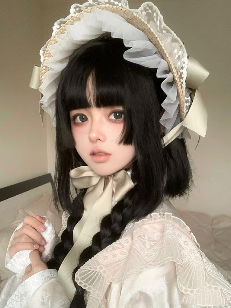 公主切假发黑长直水母头lolita姬发全头套女万圣节二次元日常日系
