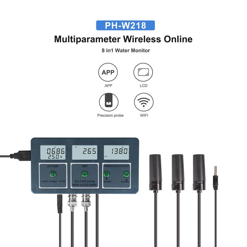 水质检测仪八合一多功能在线监测仪PH/EC/TDS/ORP/盐度温度APP