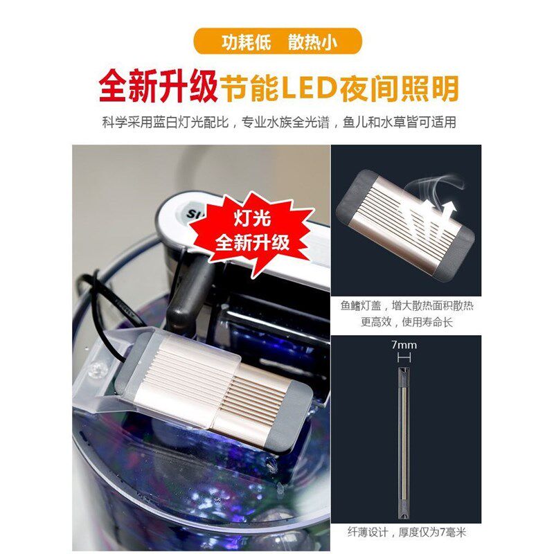 超白玻璃鱼缸大号圆形圆柱形加厚客厅办公室落地懒人免换水金鱼缸