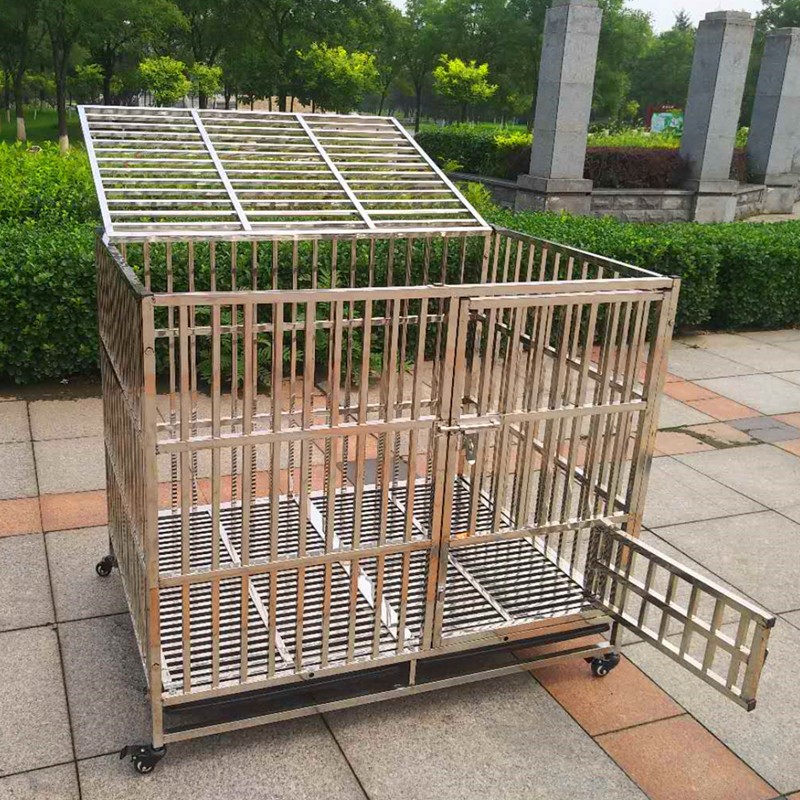 全方管不锈钢狗笼子大中小型犬宠物笼室外带厕所加粗加厚特大狗笼