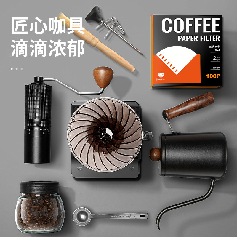 手冲咖啡壶套装手摇家用小型便携高级礼盒研磨器具全套手磨咖啡机