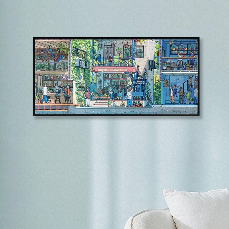 缤纷都市拼图框为84*38cm专用装裱框相框铝合金画框长画框定制