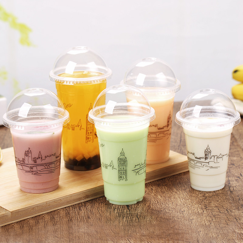 95地下铁一次性塑料奶茶杯子/500/700ml加厚鲜榨果汁豆浆杯打包杯