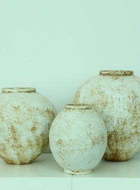 复古陶瓷花瓶日式白色侘寂风装饰陶罐客厅水培插干花粗陶花器摆件