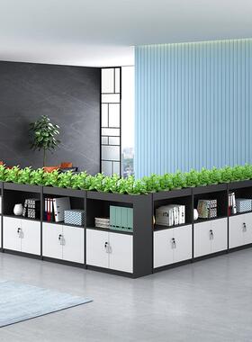 广州办公室隔断柜文件柜资料柜花槽柜花柜储物木质柜矮柜白色边柜