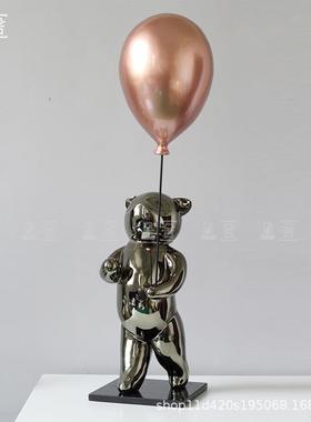 银色气球熊软装饰品酒店大堂客厅装饰品儿童房电视柜酒柜摆件礼品