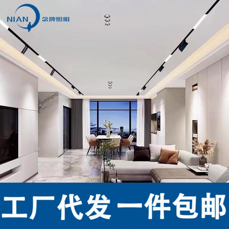 智能超薄明装磁吸轨道灯免吊顶免开槽客厅餐厅天花无主灯LED照明