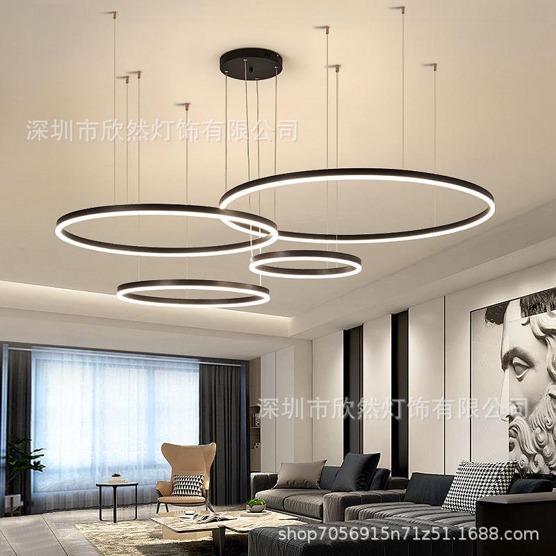 环形圆圈吊灯客厅餐厅主灯现代简约创意个性家装2025新款中山灯具