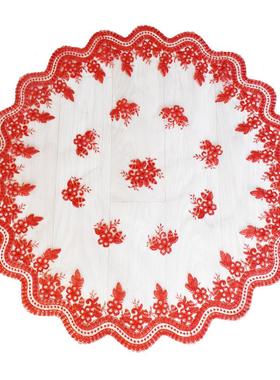 A6L婚庆双层蕾丝空调罩婚房布置红色多用盖巾喜庆圆柱空调防尘盖