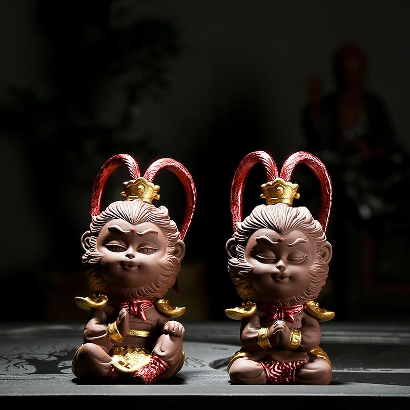 孙悟空摆件创意齐天大圣茶宠精品紫砂斗战胜佛功夫茶具家居小摆件