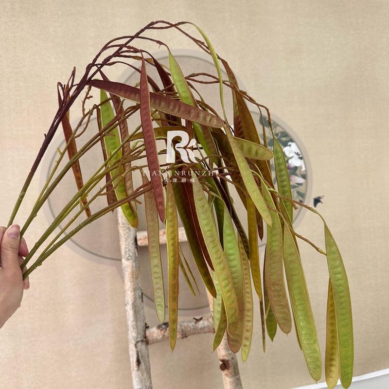 仿婚真绿植DID手豌感仿真豆荚假花吊顶背礼景垂感花艺扁豆花小众