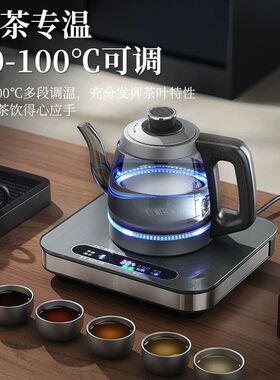 纯钛全自动上水电热水壶烟灰色玻璃功夫烧泡茶抽水恒温保温煮茶炉